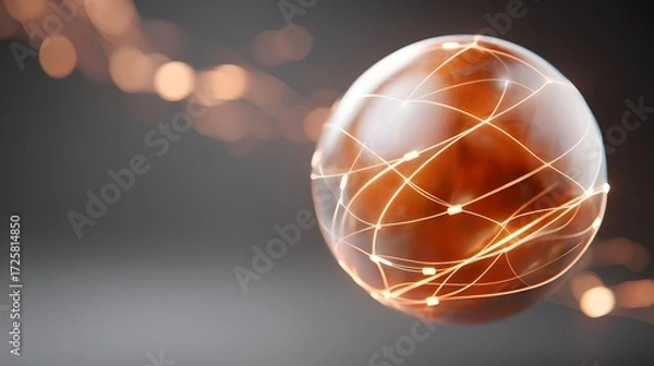 Fototapeta Abstract sphere with glowing lines and particles representing technology and connectivity concepts