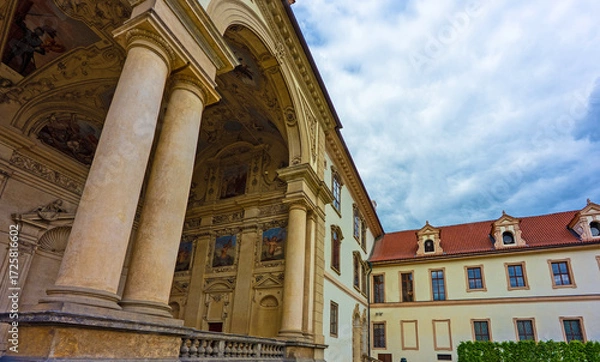 Fototapeta Baroque Waldstein Palace in Prague with ornate columns.