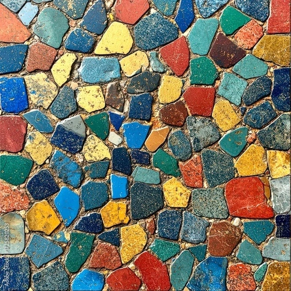 Fototapeta Glittery terrazzo stone pattern with golden highlights