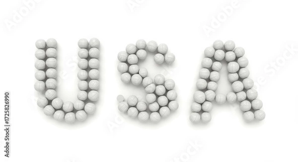 Fototapeta USA Letters Formed From Small Spheres - White spheres arranged to form the letters USA against a white background. Simple, clean design