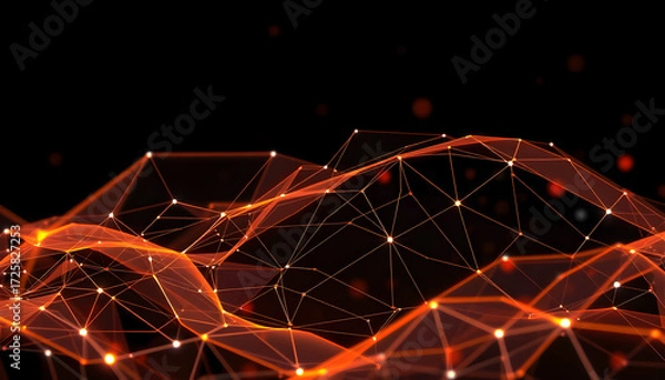 Fototapeta Trendy abstract wireframe background. Modern science or technology art elements. Surface illustration. Vector.. Generative AI
