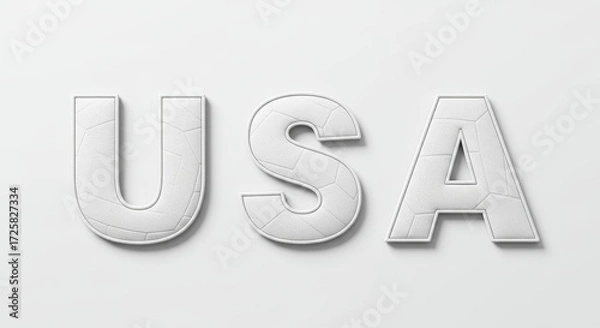 Fototapeta USA Textured Letters - White textured letters spelling USA against a white background. Clean and modern design