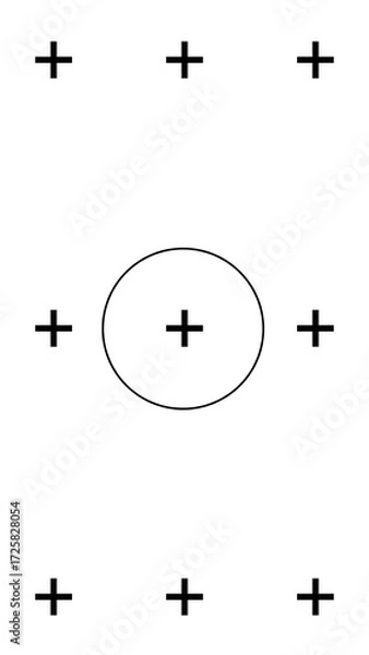 Fototapeta Vertical VFX tracking markers with central circle isolated on transparent