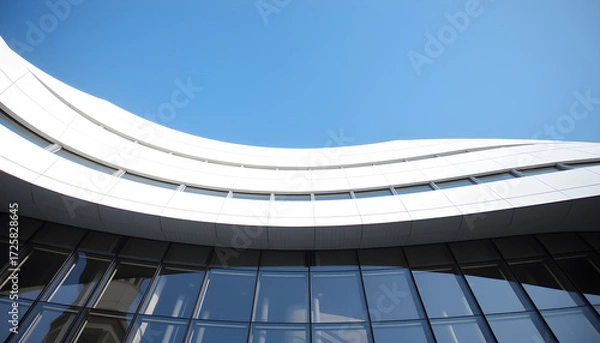 Fototapeta White curve Modern building exterior Architecture details. Generative AI