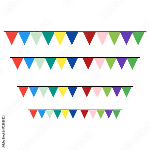 Fototapeta Colorful Triangle Bunting Banners on Transparent Background