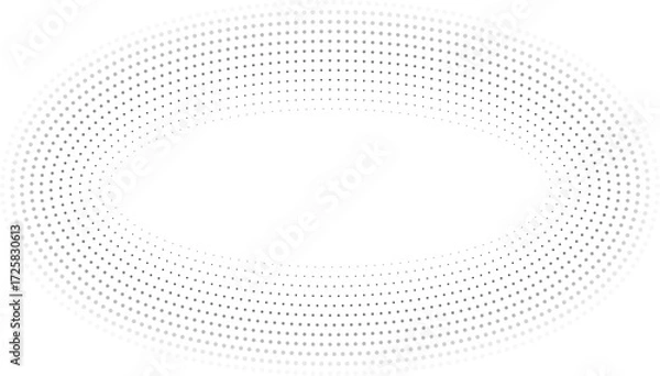 Fototapeta Circular oval frame with twelve concentric dotted lines where inner lines are thinner, outer lines thicker, featuring gradient from center to edge.