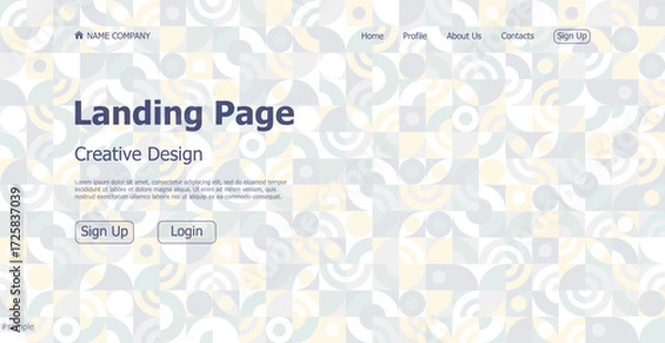 Fototapeta Home page landing white gray web landing page template digital website landing page design concept - Vector illustration