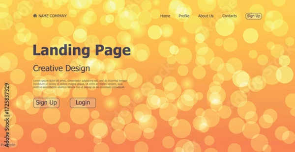Fototapeta Landing page one page creative bokeh website web page design - Vector illustration