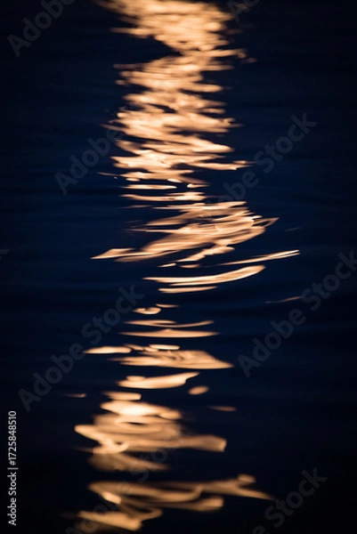Fototapeta Abstract reflection of full moon light on the sea waves