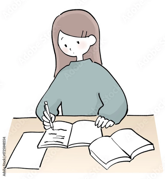 Obraz 勉強している女性