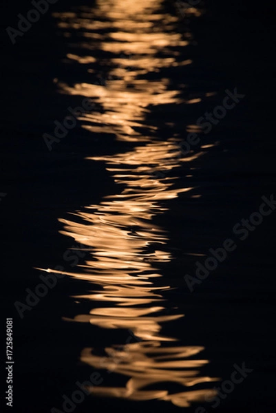 Fototapeta Abstract reflection of full moon light on the sea waves