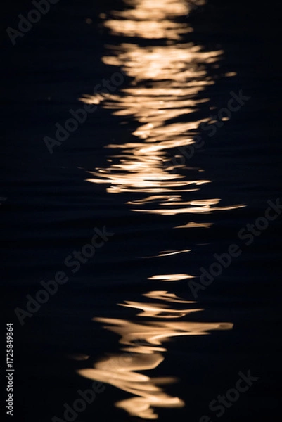 Fototapeta Abstract reflection of full moon light on the sea waves