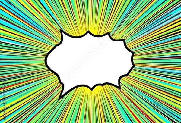 Fototapeta Abstract radial lines bursting from a central point, comic book style speech bubble vector,  dynamic,  rapid