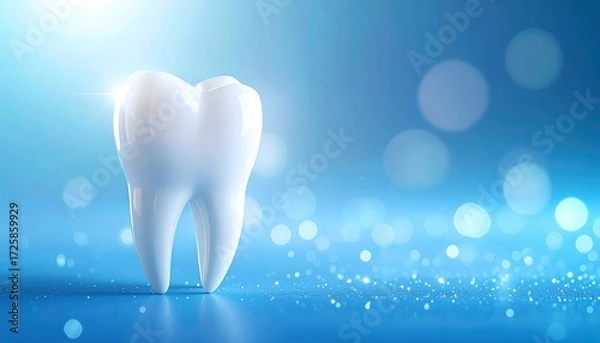 Obraz White tooth on blue background