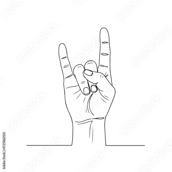 Obraz Rock Hand Sign Minimal Line Drawing