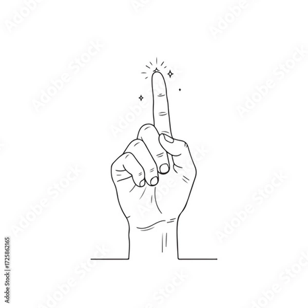 Obraz Pointing Hand to Sky Minimal Line Art