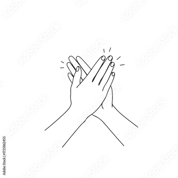 Obraz Minimal Clapping Hands Line Drawing
