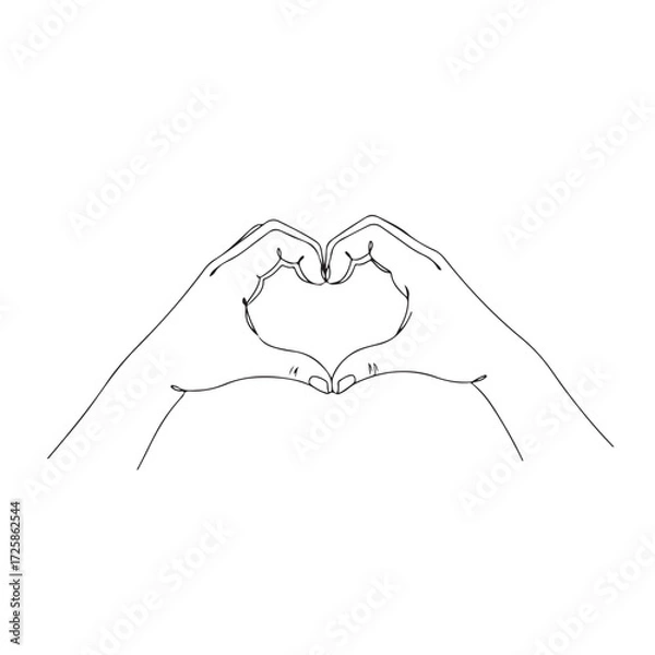 Obraz Hands Forming Heart Minimalist Line Drawing