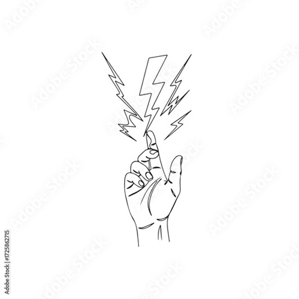 Obraz Hand with Lightning Minimalist Line Drawing