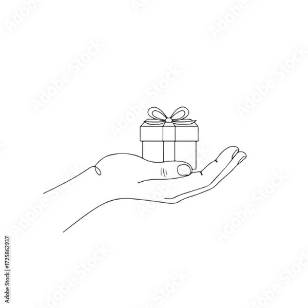 Obraz Gift in Hand Minimal Line Drawing