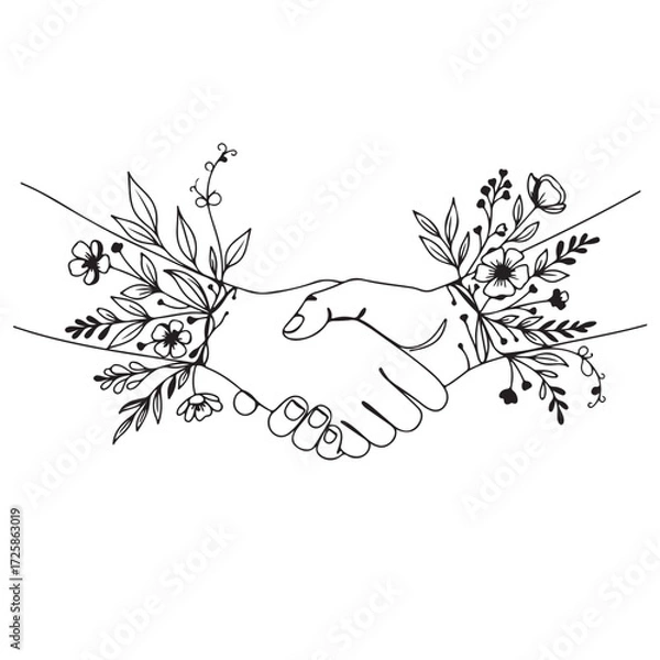 Obraz Floral Handshake Minimalist Line Drawing