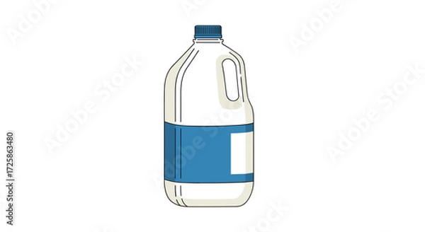 Fototapeta This is a transparent plastic bottle with a blue label and a dark blue cap.