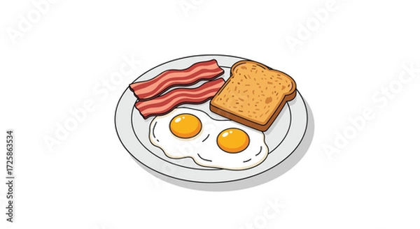 Fototapeta A delicious breakfast plate with fried eggs and toast.