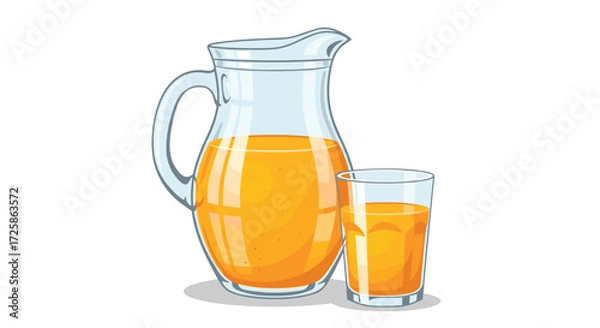Fototapeta A glass of orange juice next to a pitcher filled with the same beverage.