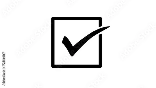 Fototapeta Check mark icon in square box Tick symbol selection button element Minimalist design Vector illustration Isolated on white background