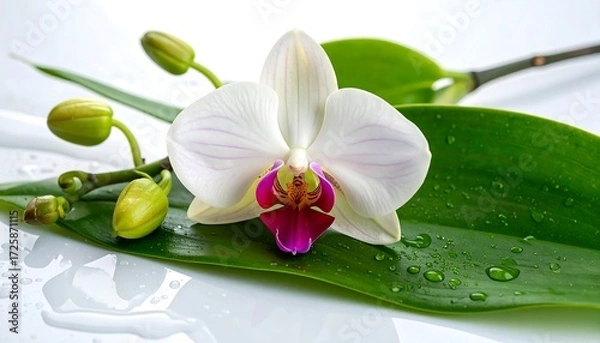 Obraz Orchid on Green Leaves