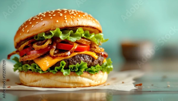 Fototapeta hamburger on a plate