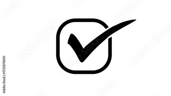 Fototapeta Check mark icon in square box Tick symbol button element Graphic design element Black color Vector illustration Isolated on white background