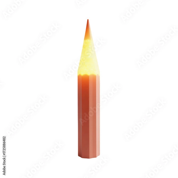 Fototapeta A single, highlighted, light-orange colored pencil stands out against a deep black background.
