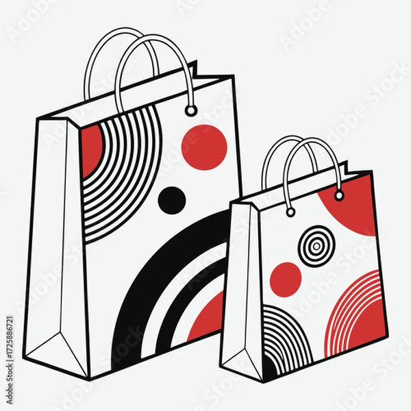 Fototapeta Minimalist Shopping Bag Design with Bold Red and Black Geometric Patterns