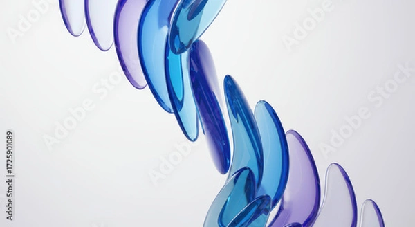 Fototapeta Innovative abstract 3D render of ultra-thin transparent rounded glass panels, precisely aligned in a distinct elegant S-curve formation, conveying modern digital elegance and style.