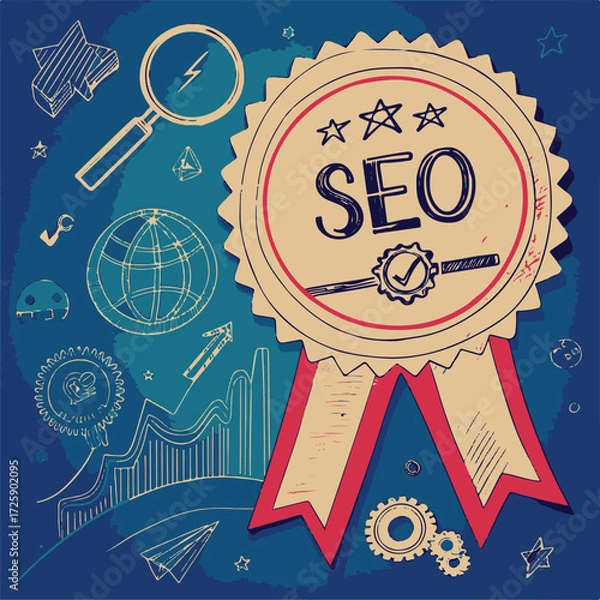 Fototapeta Creative SEO Certification Badge for Digital Marketing