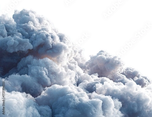 Obraz Dense, gray-white cloud formation against a stark white background
