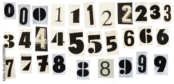 Obraz Ransom black and white retro numbers on alpha