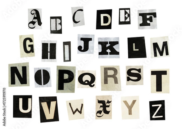 Obraz Ransom black and white retro alphabets on alpha