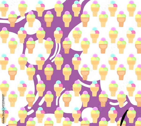 Obraz Vector purple pattern with ice creams svg sweet pink