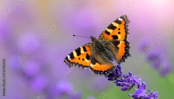 Obraz Vibrant butterfly on lavender
