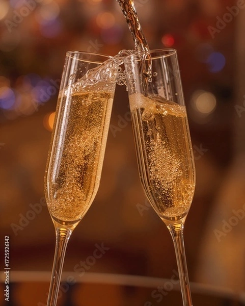 Obraz two glasses of champagne making toast