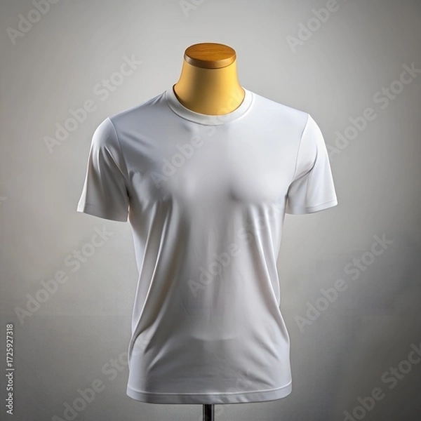 Fototapeta Plain white tshirt on a mannequin, studio shot with textured background and dramatic lighting
