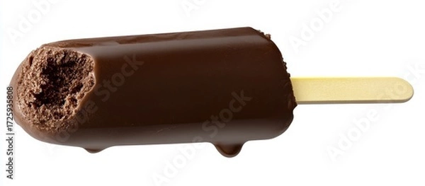 Fototapeta Indulge in the rich, creamy delight of a decadent chocolate-covered ice cream bar, perfectly bitten and ready to satisfy cravings