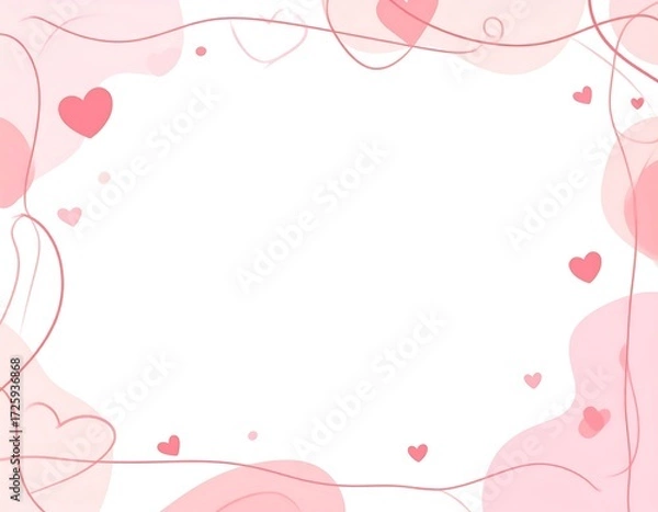 Obraz Delicate pink heart border on white background