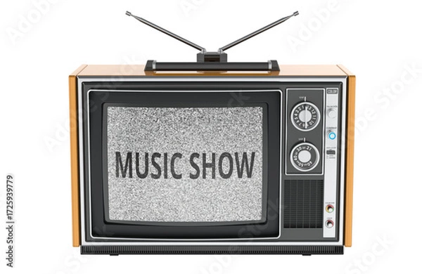 Fototapeta Music Show concept with retro TV. 3D rendering