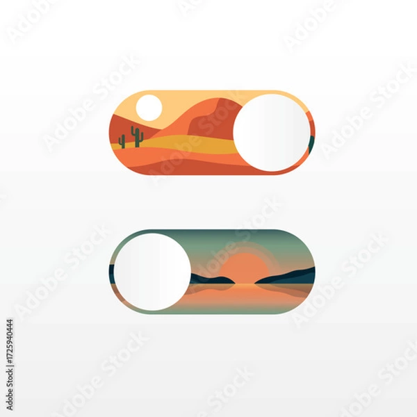 Fototapeta Smartphone elements, day or night mode switch - Vector illustration