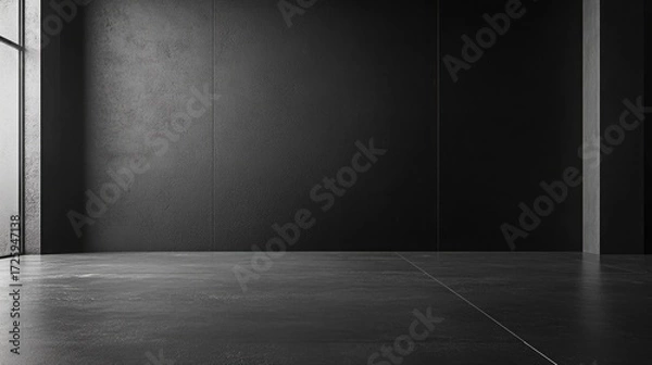 Obraz Plain Solid Black Color Background, Empty Space for Studio Room and Product Display.