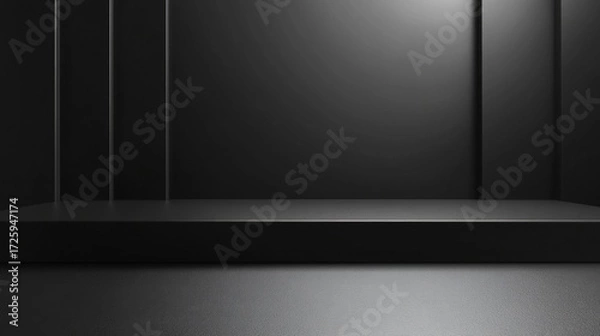 Obraz Plain Solid Black Color Background, Empty Space for Studio Room and Product Display.