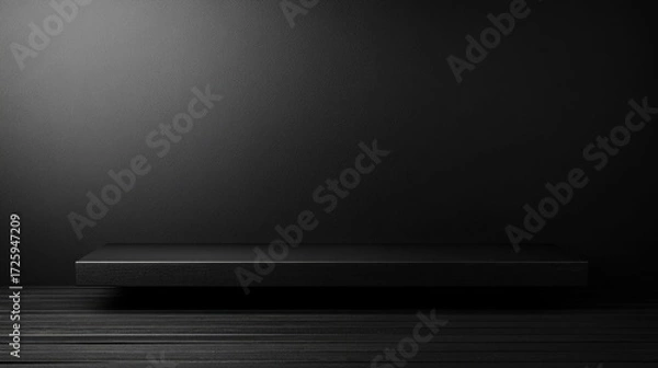 Obraz Plain Solid Black Color Background, Empty Space for Studio Room and Product Display.